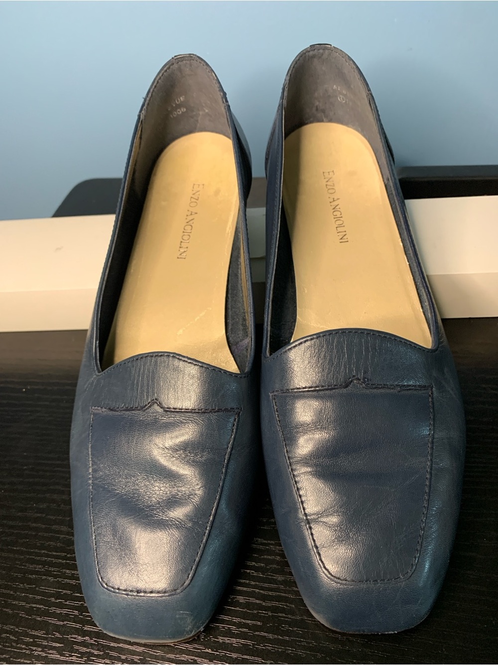 Enzo Angiolini Navy Leather Loafers